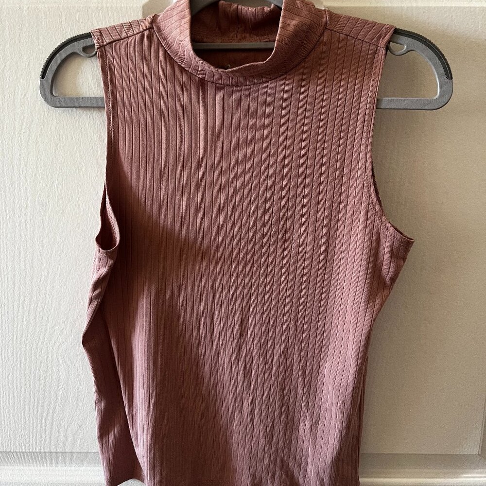 Eye Candy Dusty Pink Mock Turtle Sleeveless Top